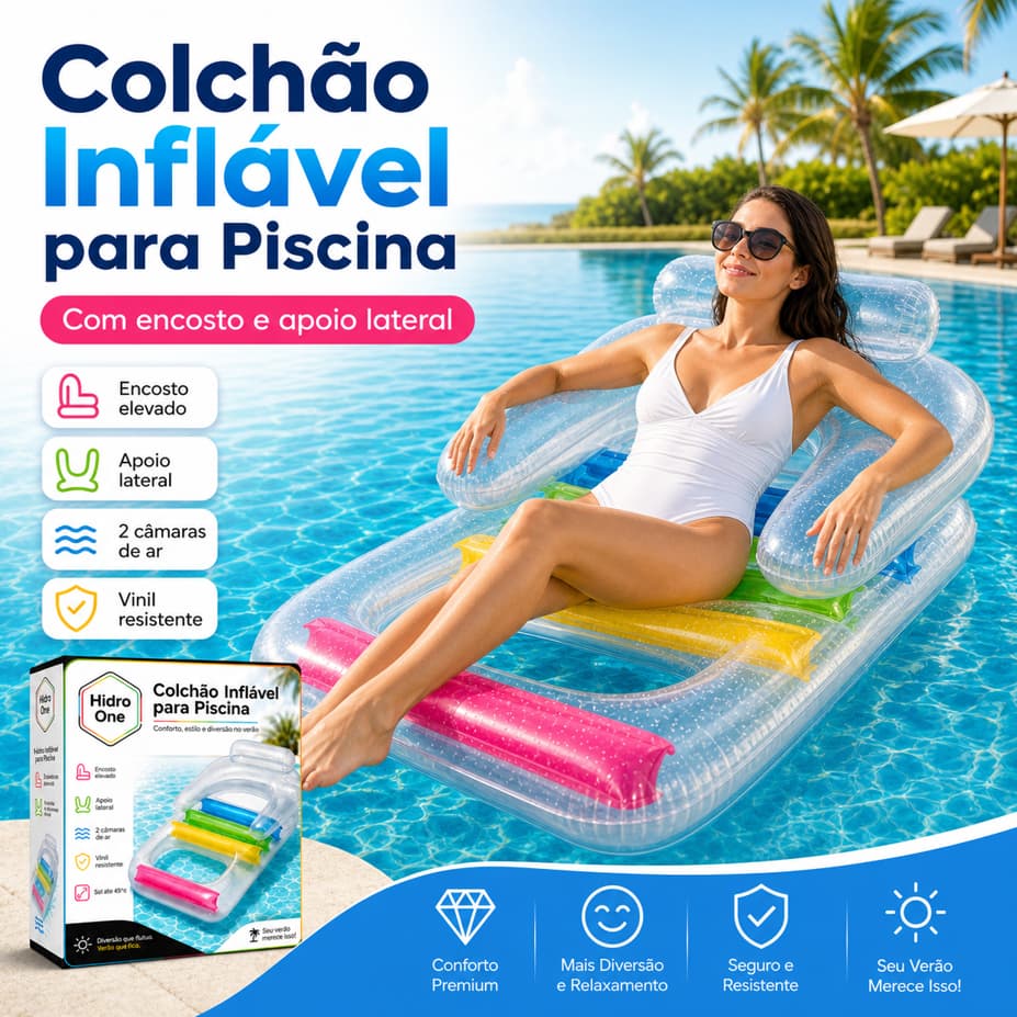 Colchão Inflável Para Piscina King Cool Com Encosto Bronze