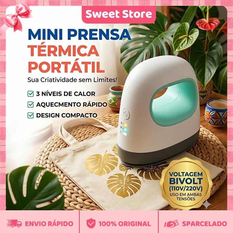Mini Prensa Térmica Simples Máquina De Engomar Para Sacos De Roupas Verde Mecolour Ferro de passar roupa