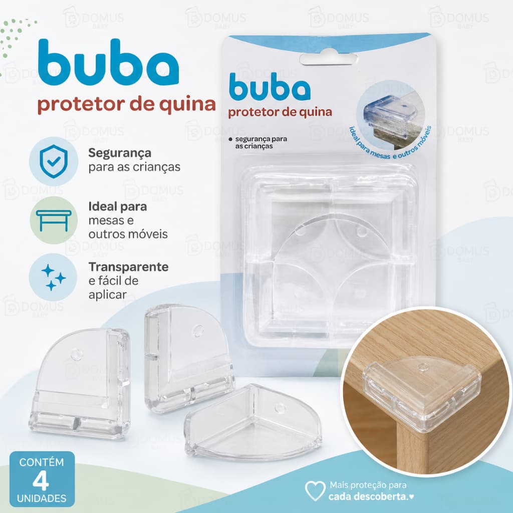 Protetor de Quina Buba Silicone Quadrado 4 Unidades Segurança Bebê