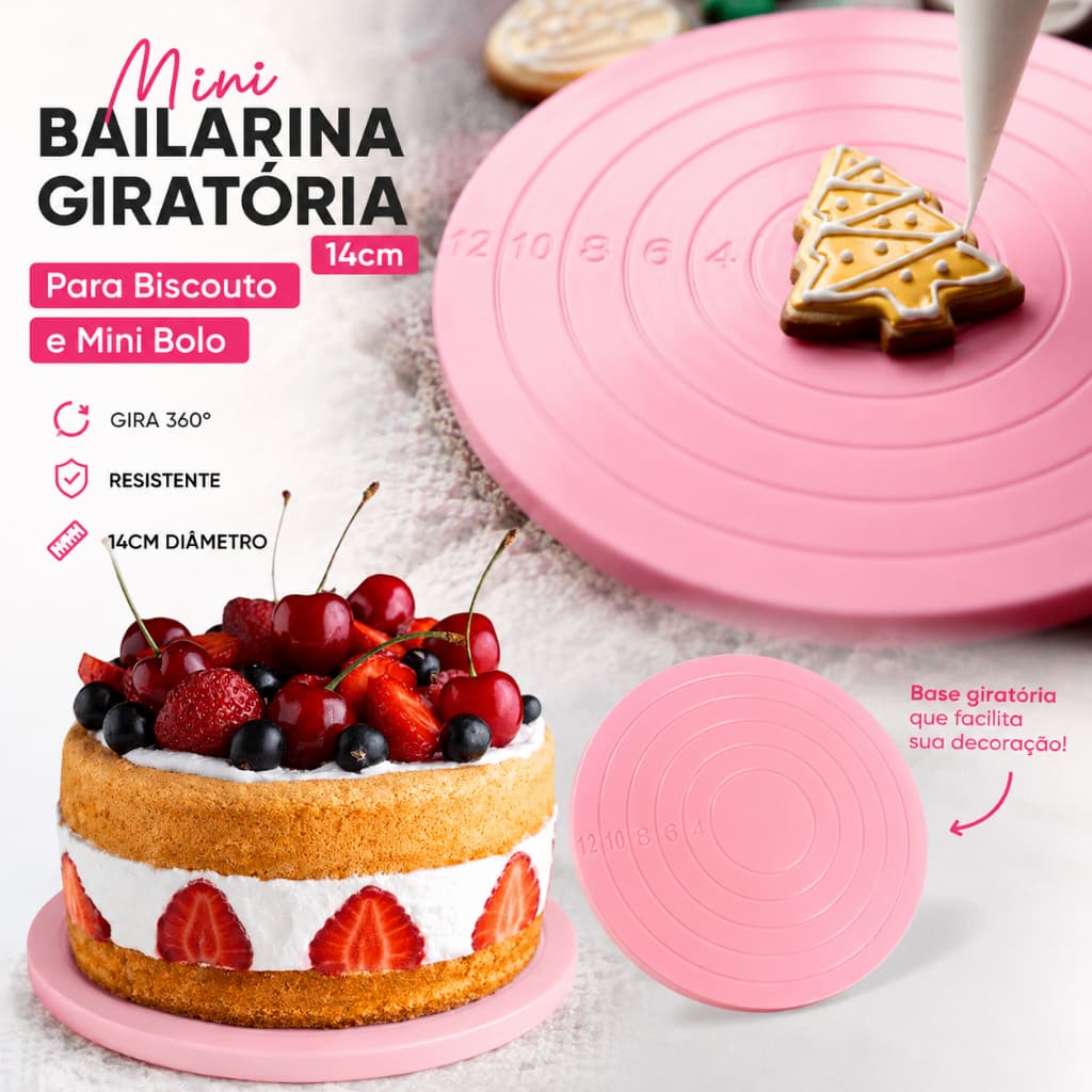 Mini Bailarina Giratória 14cm Para Biscoitos Bolos Pequenos Silverchef Confeitaria Profissional
