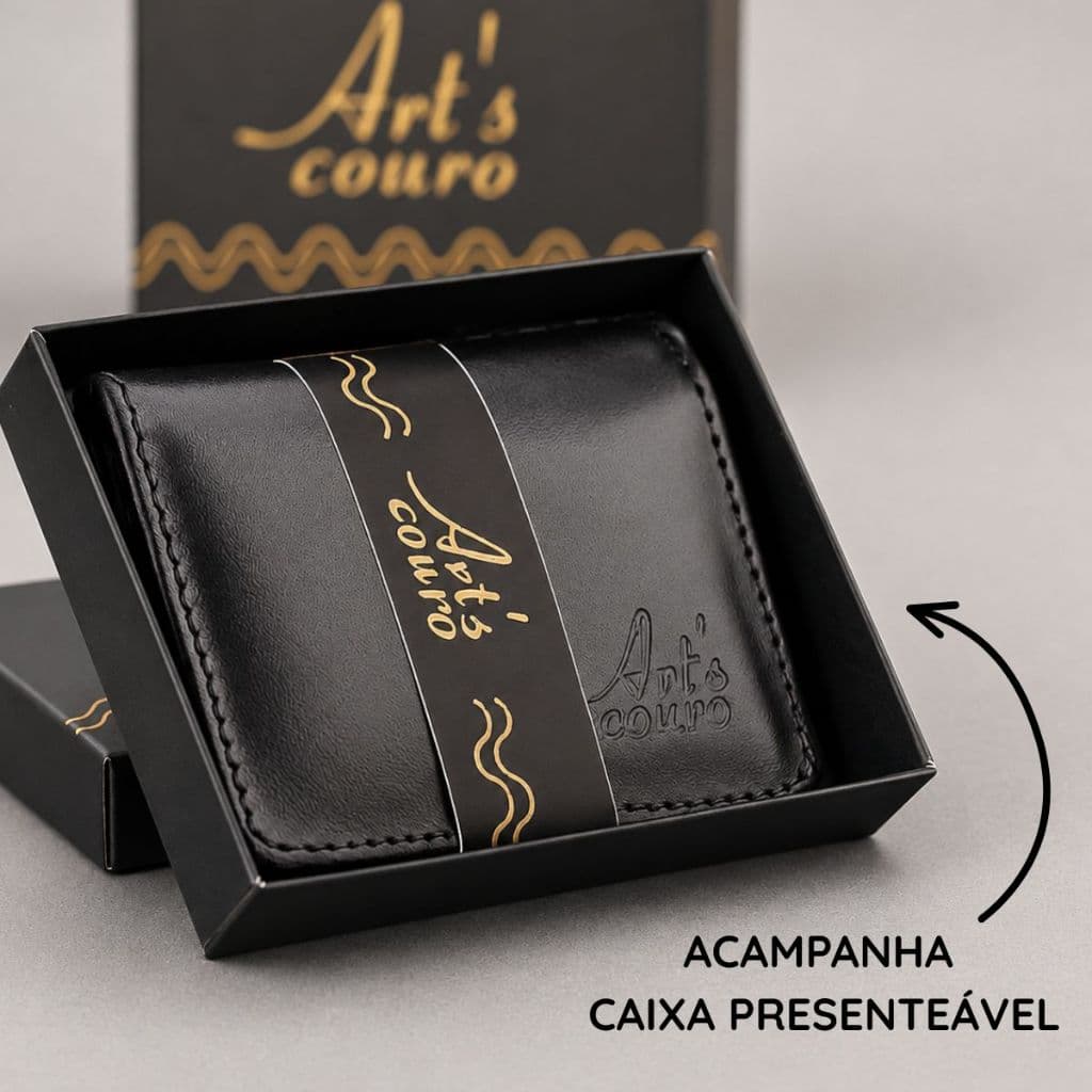 Carteira em Couro Legitimo Masculina Pequena Slim modelo Smart Two Porta Cartão e CNH Masculino presente homem pai