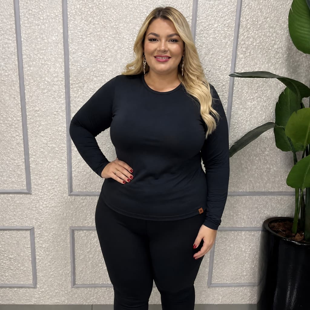 Blusa de Frio Térmica Feminina Plus Size Flanelada Inverno Segunda Pele