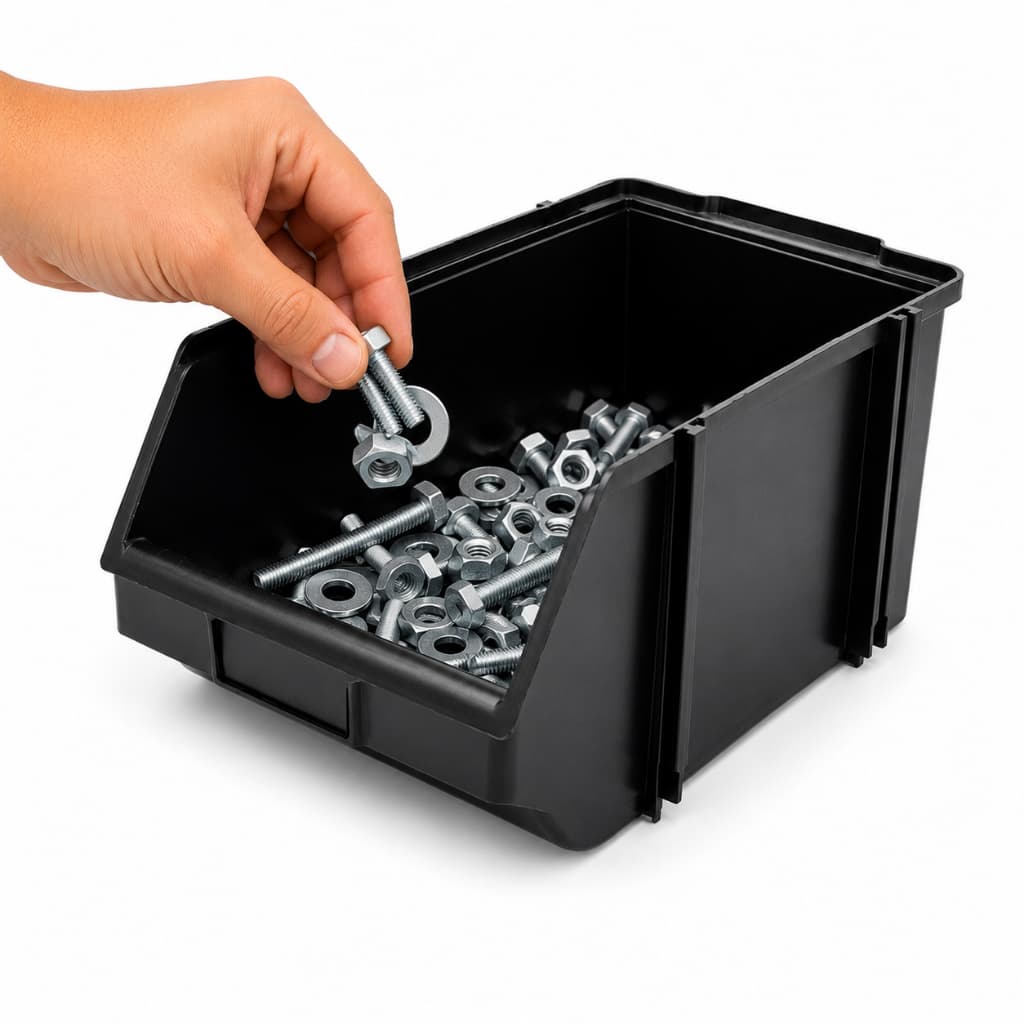 Kit 10 Caixas Gaveta Bin Organizadoras de parafusos Plástico Preto N5 Resistente Empilhavel