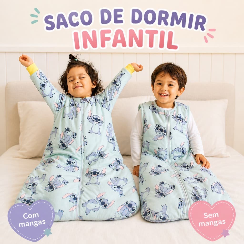Saco de Dormir Infantil Inverno Acolchoado Grande 2 a 7 Anos Cobertor TOG 5 Baixas Temperaturas Forrado