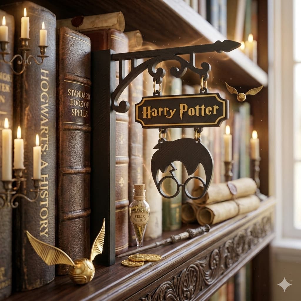 Aparador de Livros Harry Potter 3D⚡ Organizador de Estante e Prateleiras Geek Nerd