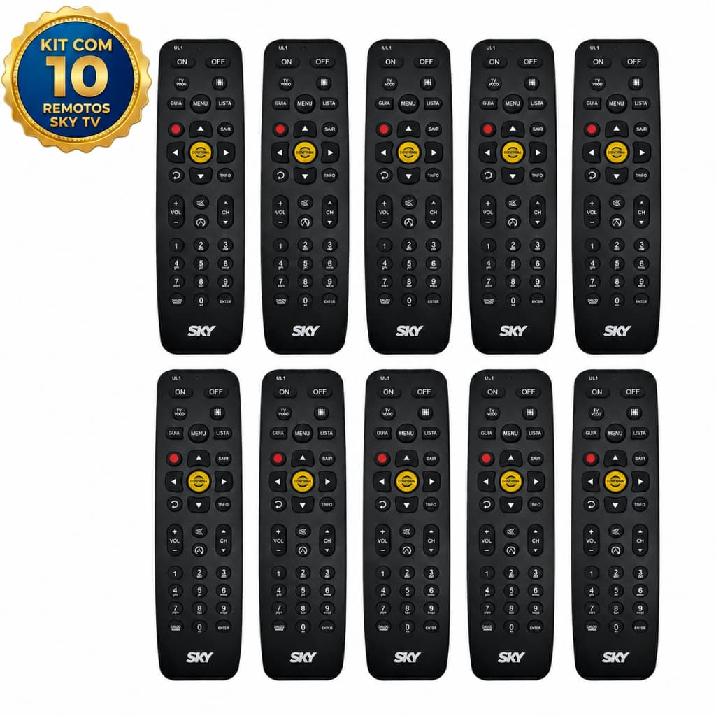 Kit 10 Controle Sky Remoto Sky Hd Hdtv Zapper Normal Original E Novo com PILHAS