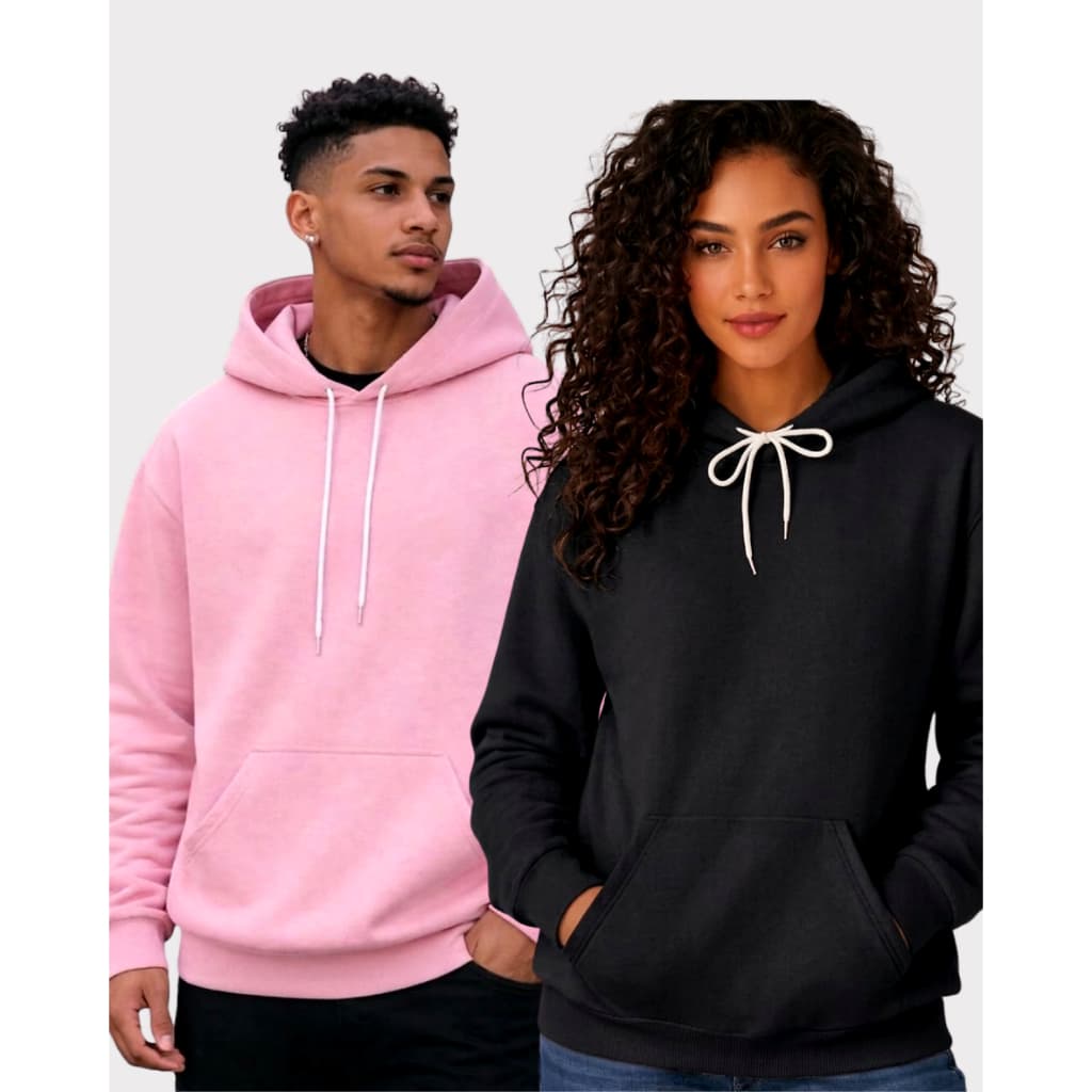 Kit 2 Moletom Unissex Casaco De Frio Casual Com Bolso