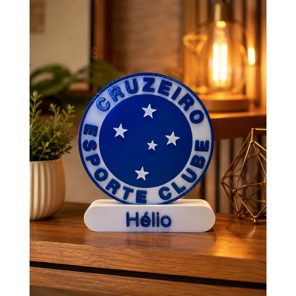 Enfeite Escudo Cruzeiro em 3D com Nome Personalizado | Decoração Torcedor | Presente