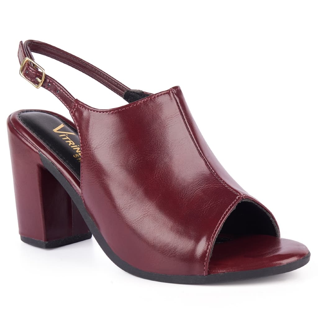 Sandália de Salto Bloco Ankle Boot Vitrine shoes Bico redondo