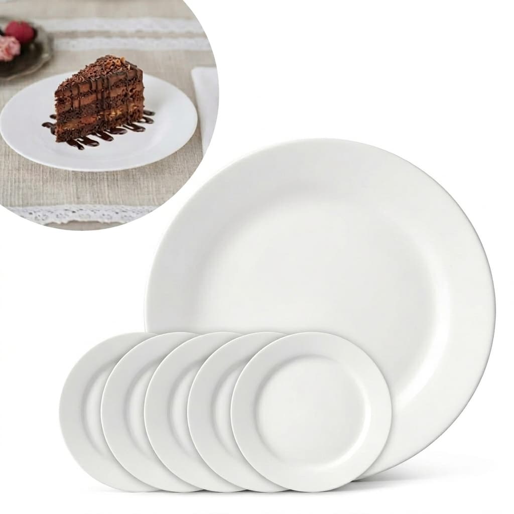 Pratos de sobremesa opalinos Branco 6, 12 ou 18 LISO - Vidro, resistente
