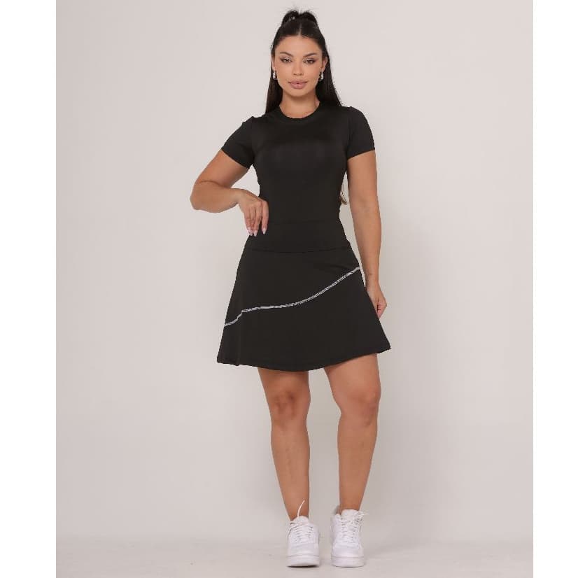 Conjunto Tenista Saia Short e Blusinha Moda Evangélica Fitness Modesta Academia Corrida Pilates