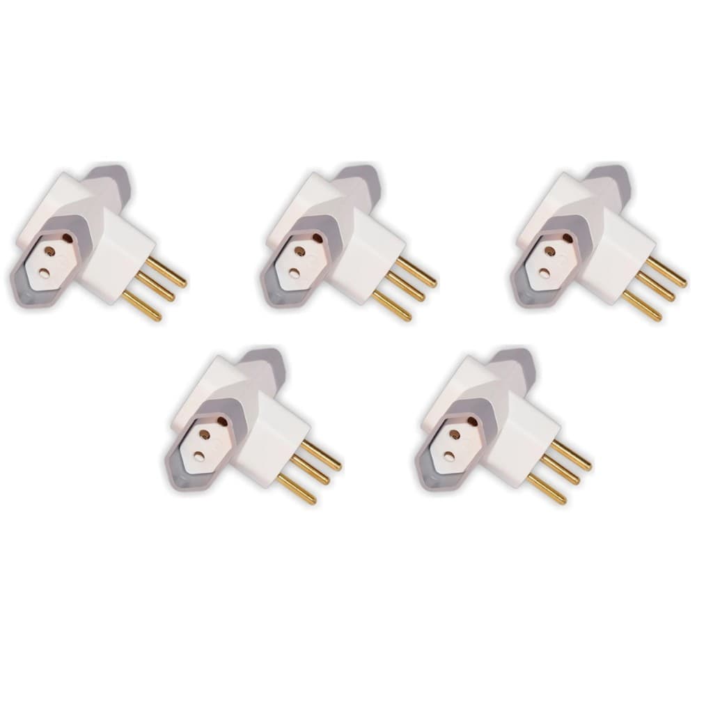 Kit 5 Adaptador Benjamim T Te 3 Pinos Luster Tomada Benjamin tê