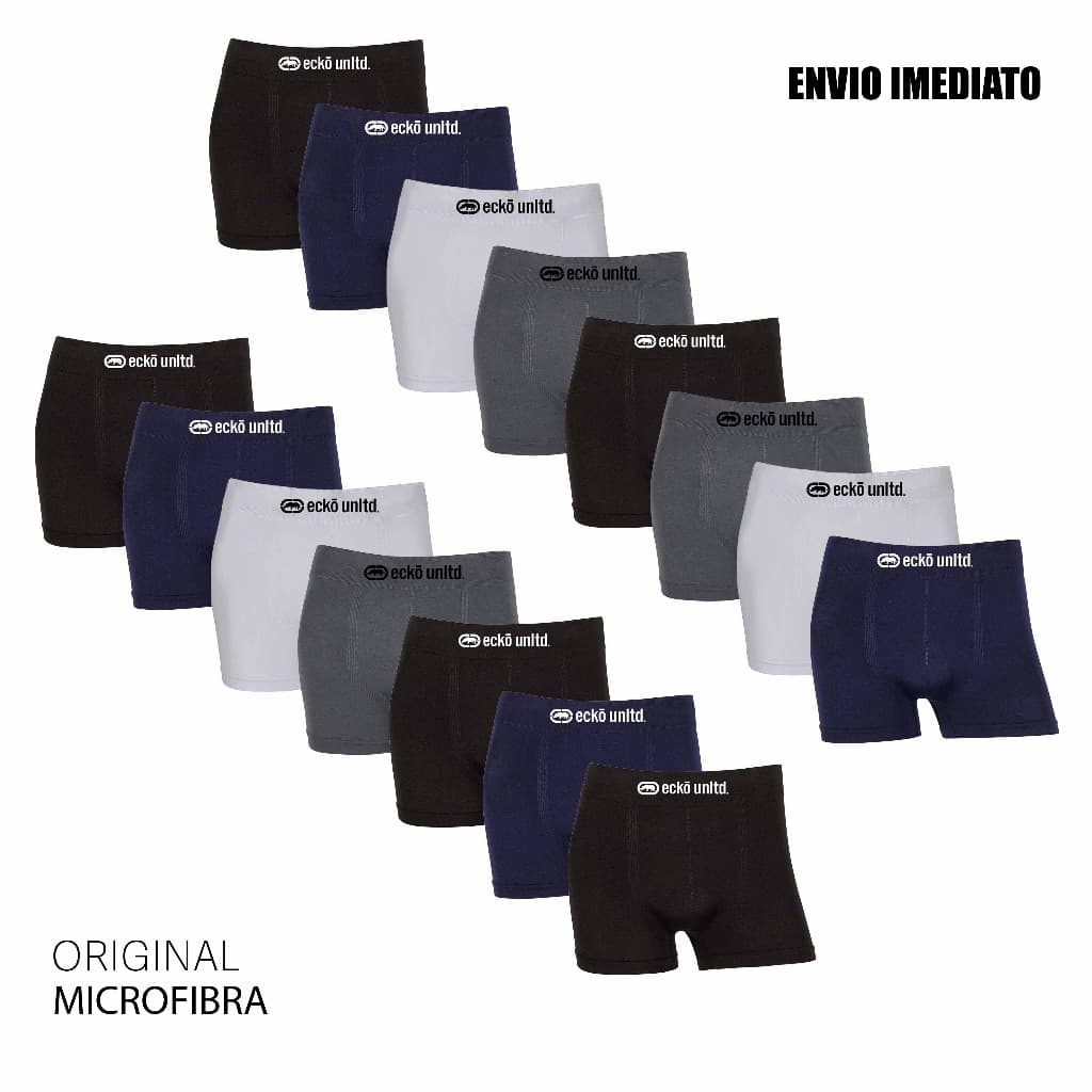 Kit 7 ou 15 cuecas boxer microfibra Original marca Ecko Sem Costura