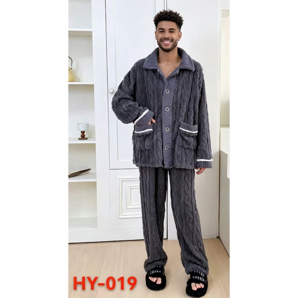 Pijama Feminino Aberto Plush Trançado - Luxo e Conforto Inverno REF HY-019
