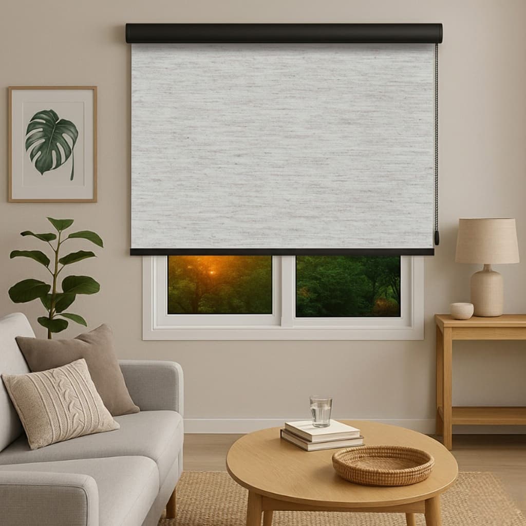 Persiana Rolo Blecaute Tecido Mescla Linho 1,60m X 1,40m Altura com Bandô Cortina Blackout