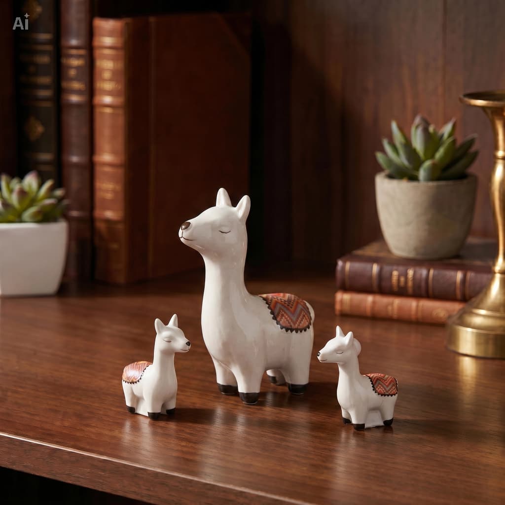 Trio De Lhama Em Miniatura Enfeite E Decoração Tapete 2
