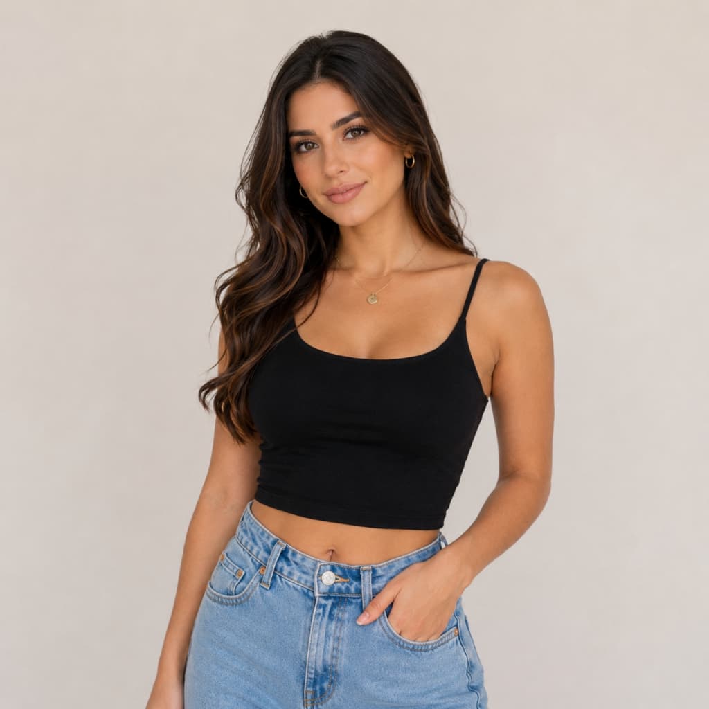 Cropped Feminino Alcinha Fina Suplex Forro Duplo Proteção UV50+ Toque Poliamida Academia P M G GG