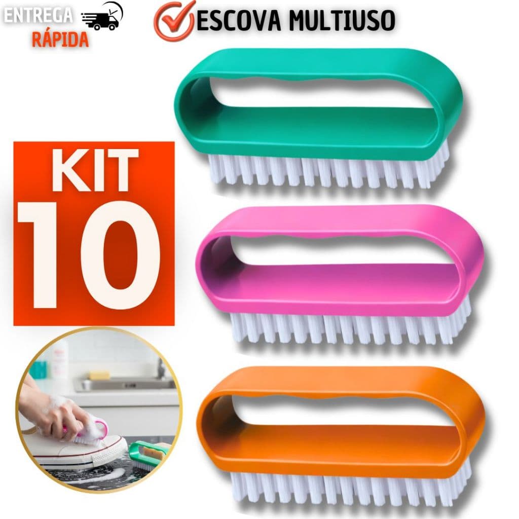 Escova Multiuso para Limpeza de Unhas Tênis e Roupas Escova Compacta com Cerdas Resistentes