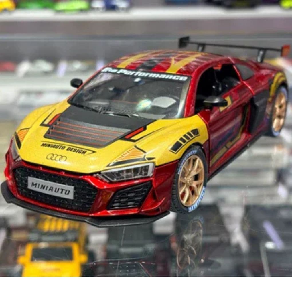 Miniatura Audi R8 vermelho 1:24 som e luz  Colecionáveis: Metal Die-Cast, Detalhes Premium