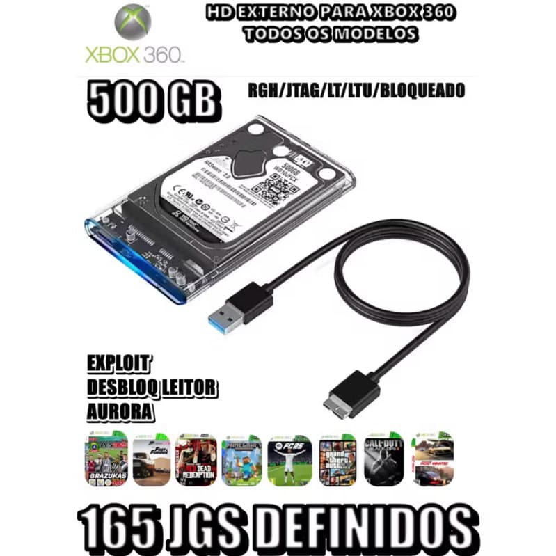 HD OU PEN DRIVE PARA XBOX 360 BLOQUEADO/LT/RGH/JTAG/LTU 20 JGS 64GB EXPLOIT