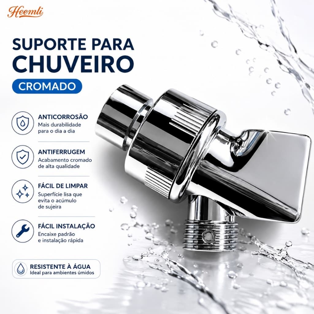 Heemli Suporte Para Chuveiro Cromado Antiferrugem Para Ducha Manual