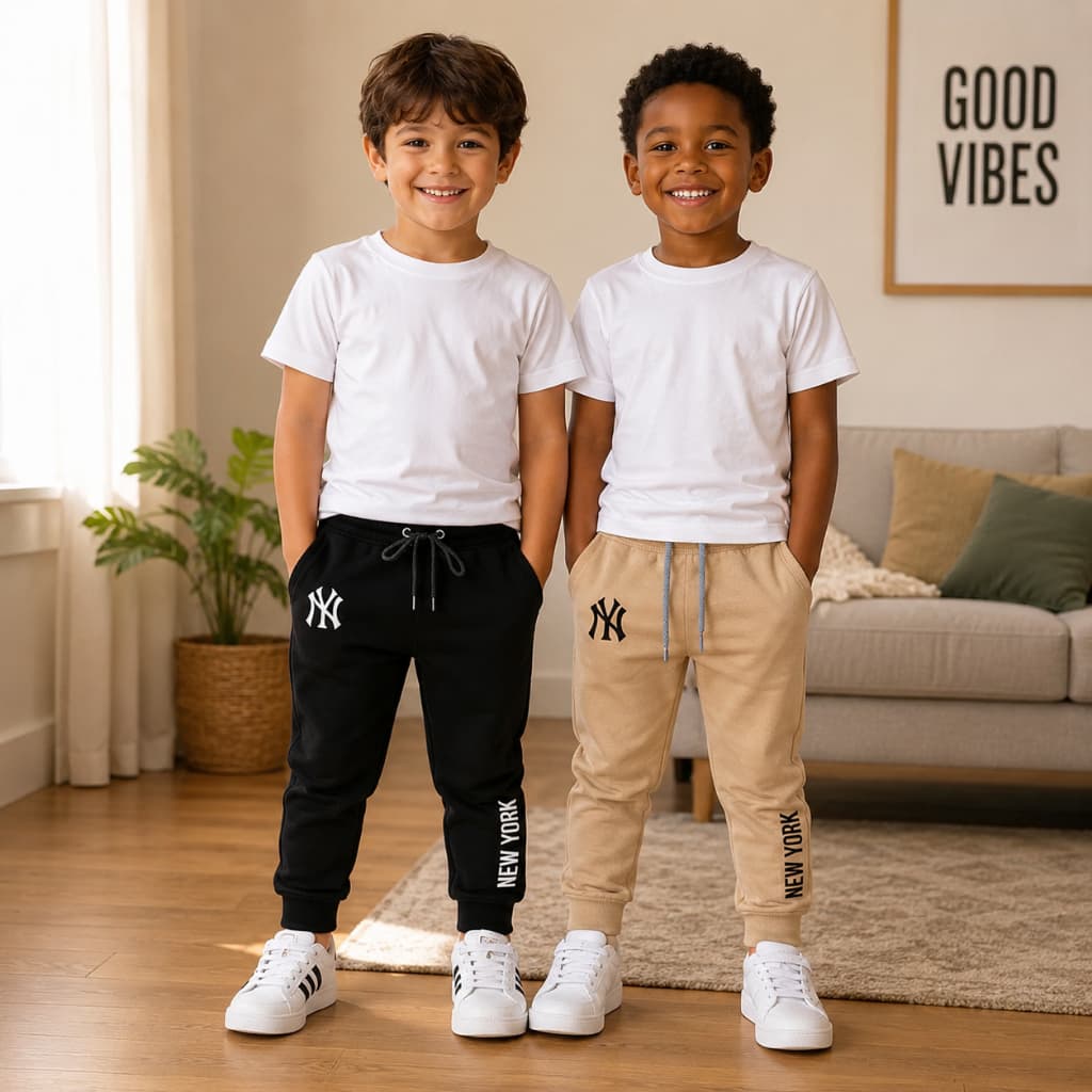 Kit 2 Calça Moletom Infantil NY Inverno Conforto Quentinho Moda Para Criança