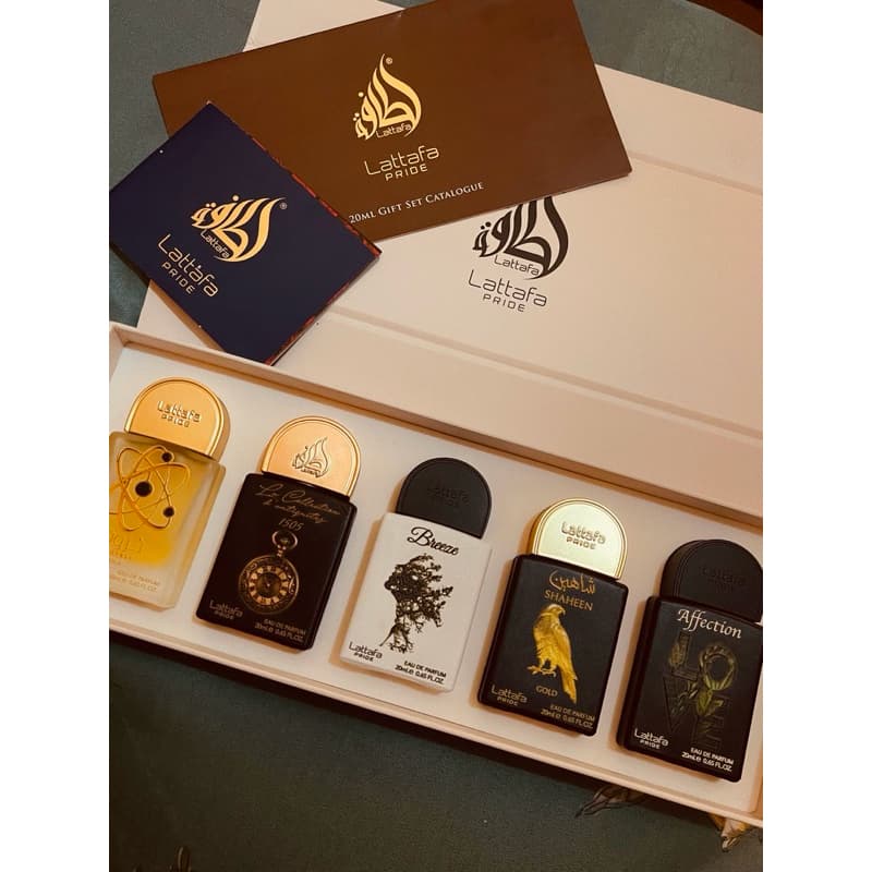 Kit Perfume Árabe Lattafa Pride Gift Set Box 01 - 5 em 1 Eau de Parfum Unissex 20ml Original