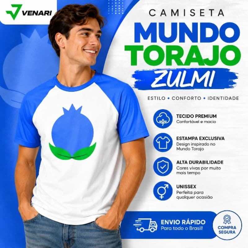 Camiseta Mundo Torajo Zulmi Camisa do Zulmi do Torajo Azul
