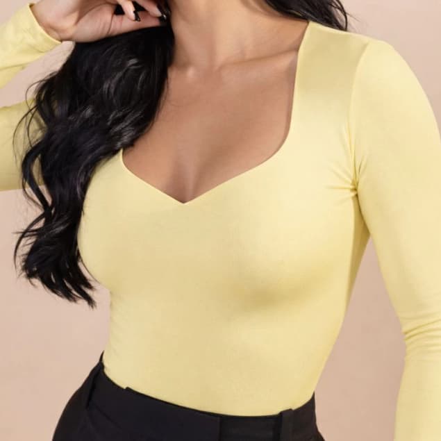 Blusa Decote Coração Manga Longa Suplex Poliamida Premium