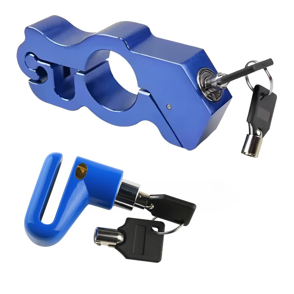 Kit Trava Antifurto Universal Para Moto Com Trava De Disco E Trava De Manete
