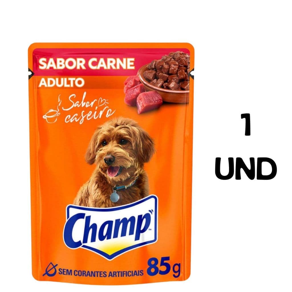 1 Sachê sabor Carne  para cachorro 85g Champ