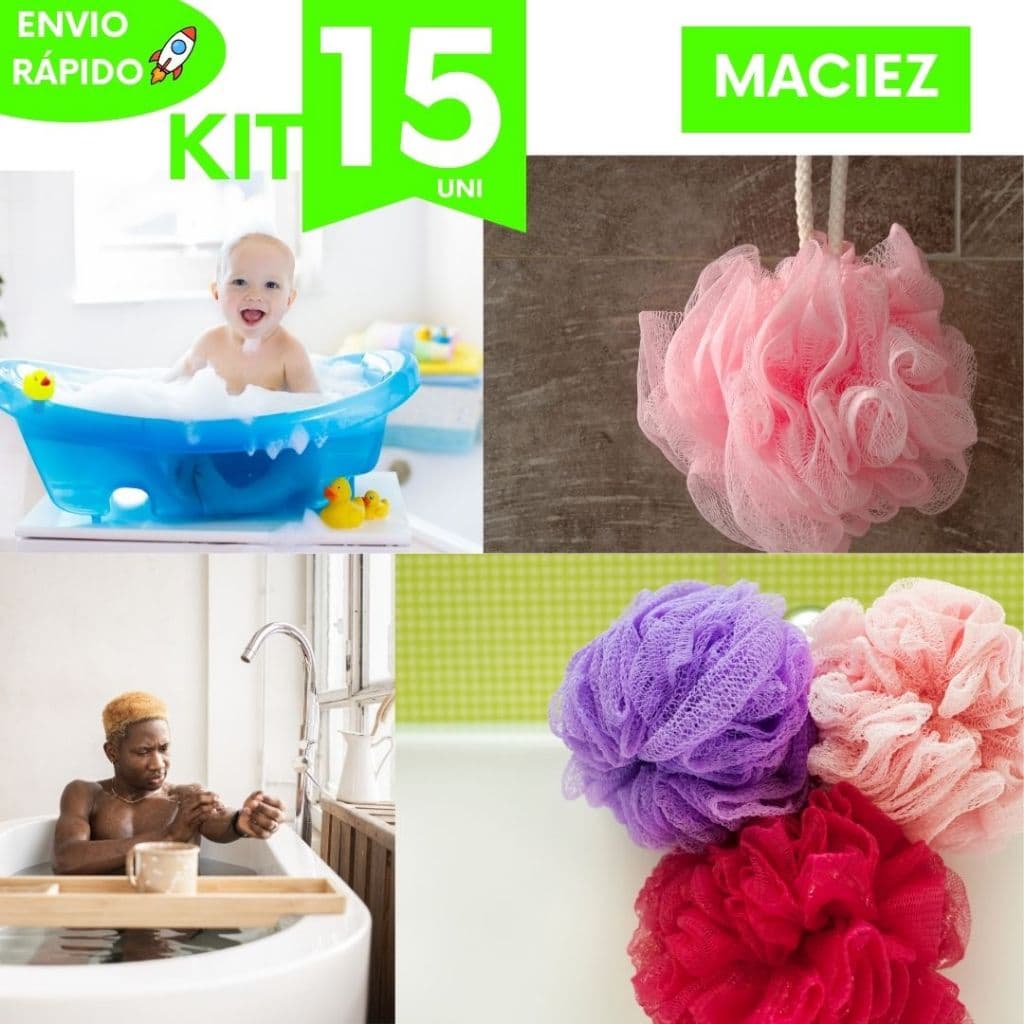 Kit Esfoliação Esponja Bucha de Banho Corporal Limpeza de Pele Suave Não Agride Não Arranha Toque Macio
