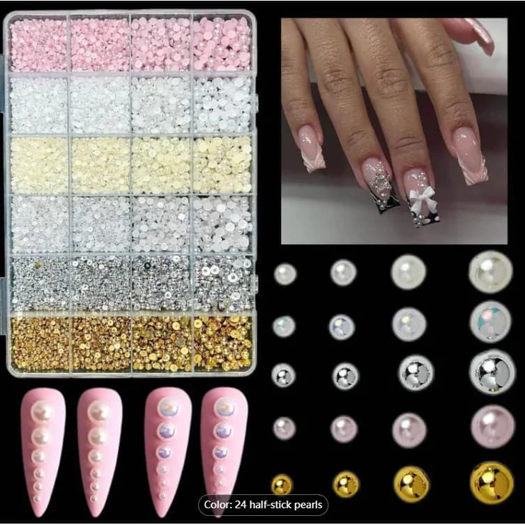 Adesivo Para Arte Em Unhas , Acessórios Faça Você Mesmo , Pérola , Alto Brilho , Tamanho Mini Misto by llc