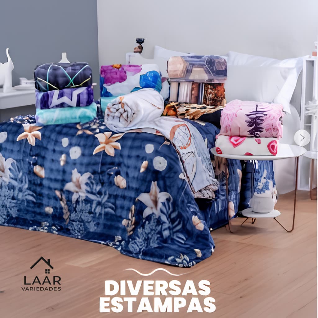 Cobertor Onda Casal 1,80X 2,20M Estampado Quente Para Inverno Cobre Leito Manta Frio