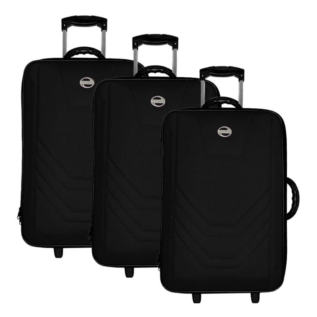 Kit Malas De Viagem Village Com Rodinhas E Alça Retrátil