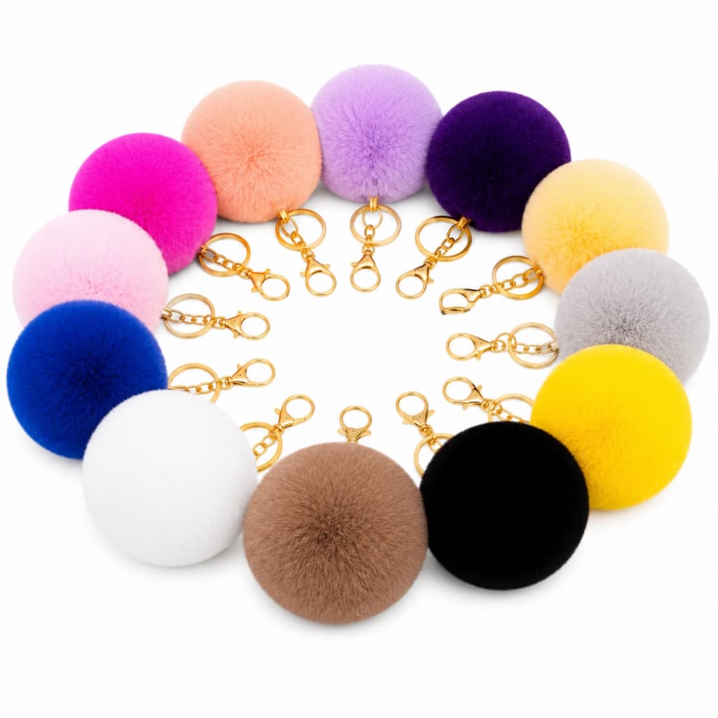 Kit 6 Chaveiros Pompom Pelúcia Varias Cores Atacado Para Artesanato Promoção