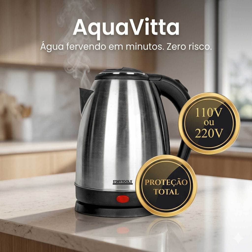 Chaleira Elétrica Inox 2L 110V e 220V Desligamento Automático Base 360 Ferve Água Rápido Premium