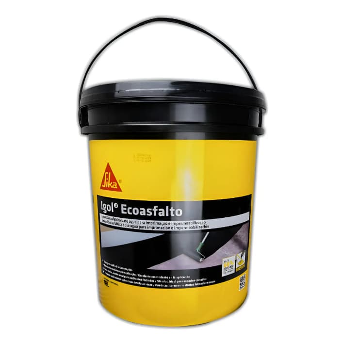 Igol Eco Asfalto Sika Impermeabilizante Base Água Alta Resistência Lajes Telhados 18L Cor Preto