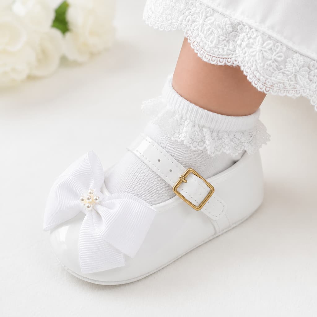 Sapatinho bebê batizado sapatilha menina super luxuosa macia confortável N° 13 ao 18