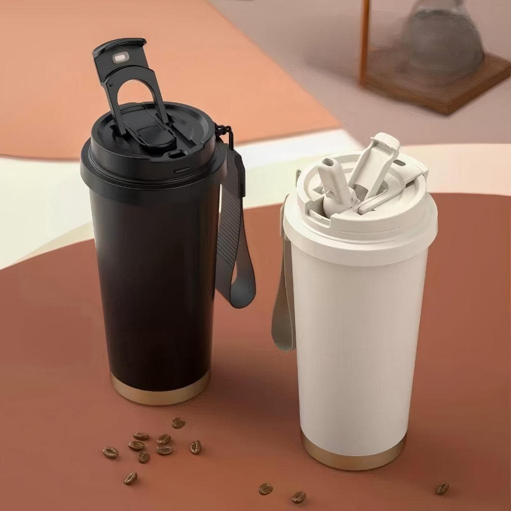 Copo Térmico Inox 550ml com Tampa e Canudo – Parede Dupla a Vácuo