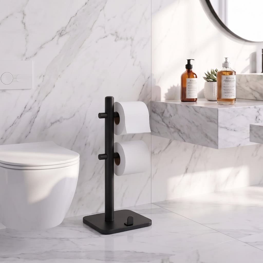 Porta Papel Higiênico de Chão Suporte de Fixar Para Banheiro Lavabo