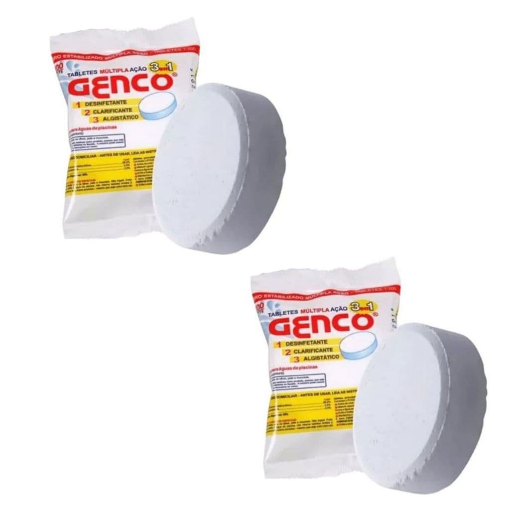 Kit 2 Pastilhas Cloro Genco 3 em 1 Múltipla Ação T200 200g
