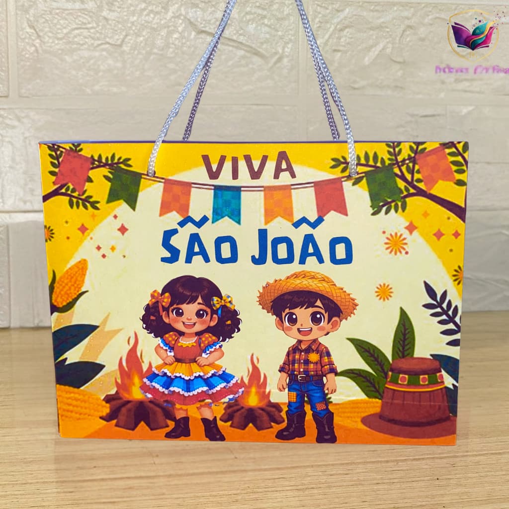 Kit 10 Sacolinhas Festa Junina PEGUE E MONTE  | Sacola Personalizada Festa Junina