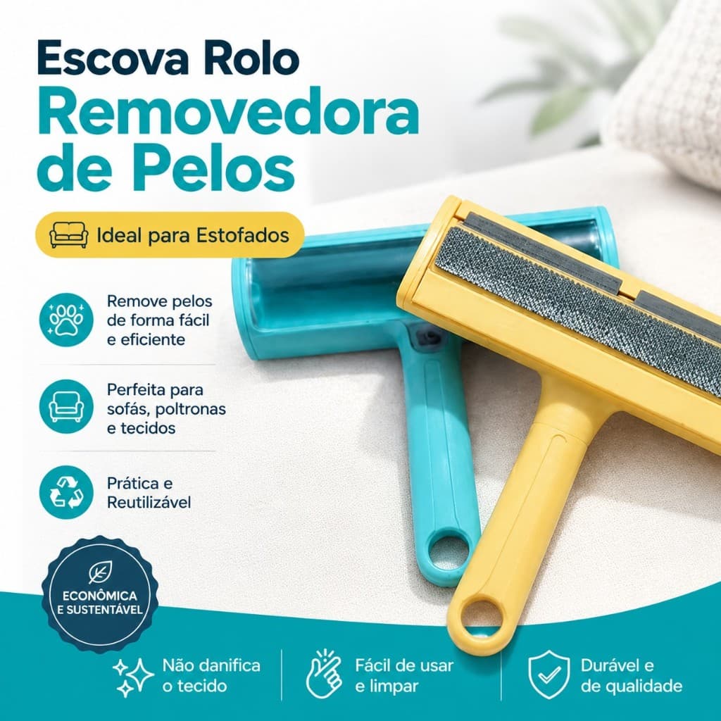 Escova Rolo Removedora de Pelos para Estofados