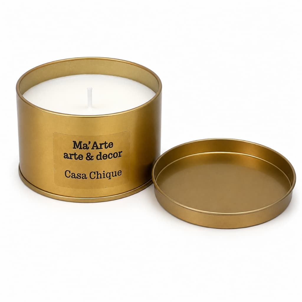 Vela Artesanal Aromática Vegana de Coco Lata Aluminio 100ml com Aroma (Casa Chique)