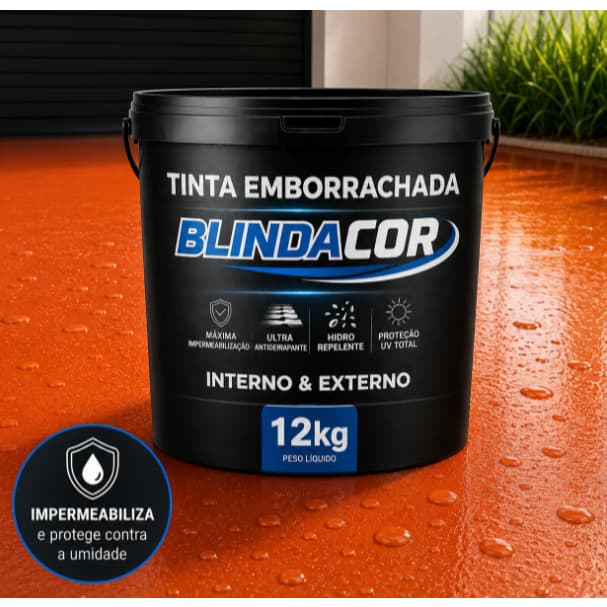 Tinta Piso Emborrachada 12KG BlindaCor Impermeabilizante Alta Resistência Área Externa Cimento