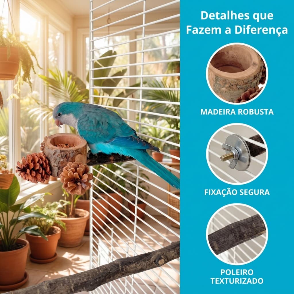 KIT Comedouro de Passaros Pinha Vara de pé para aves em geral (Calopsita Periquito e Agapornis)