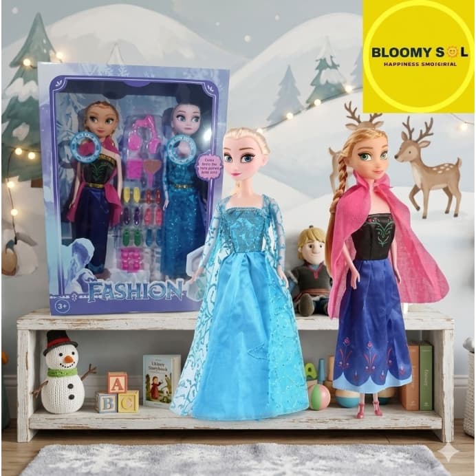 Boneca Frozen kit com 2 Elsa e Anna Musical Articulada 30cm Infantil com acessórios
