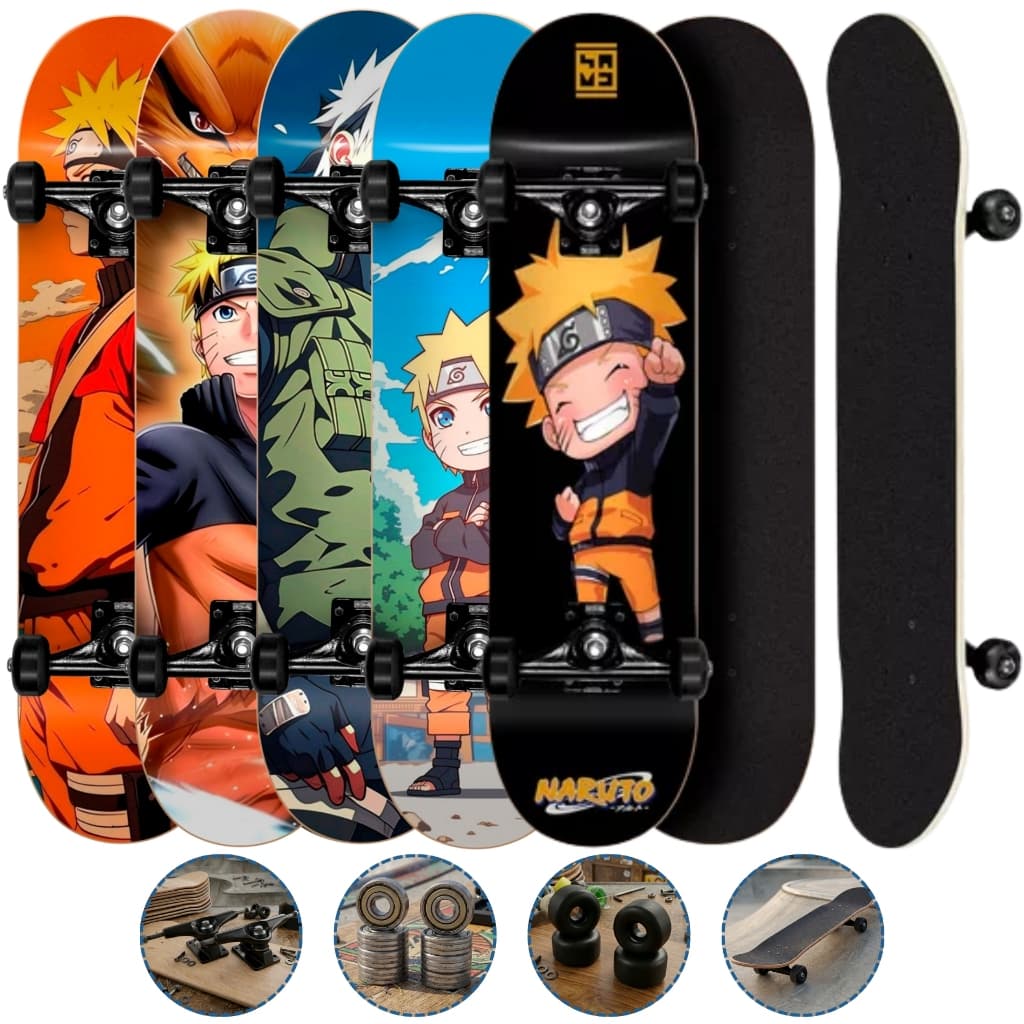 Skate Naruto Montado Completo Para Iniciantes Pronto Para Andar Até 70kg