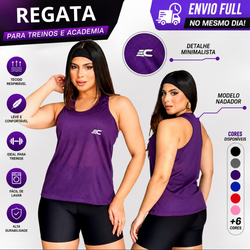 Blusa Regata Feminina Dry Fit Malha Fria Furadinha para Academia Treino